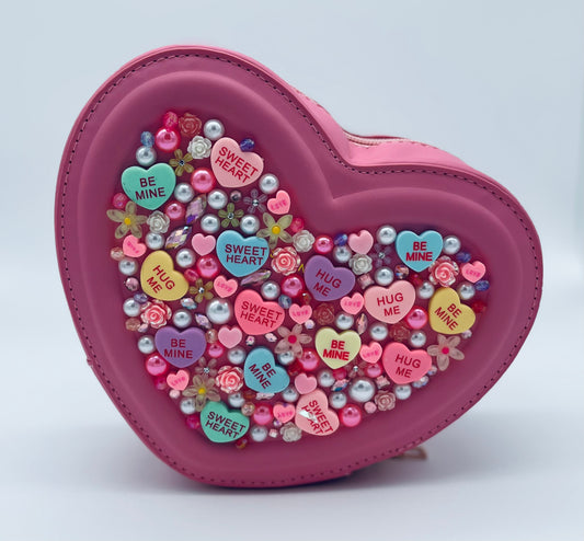 Sweetheart Novelty Purse topped with Extra Hearts and Jewels