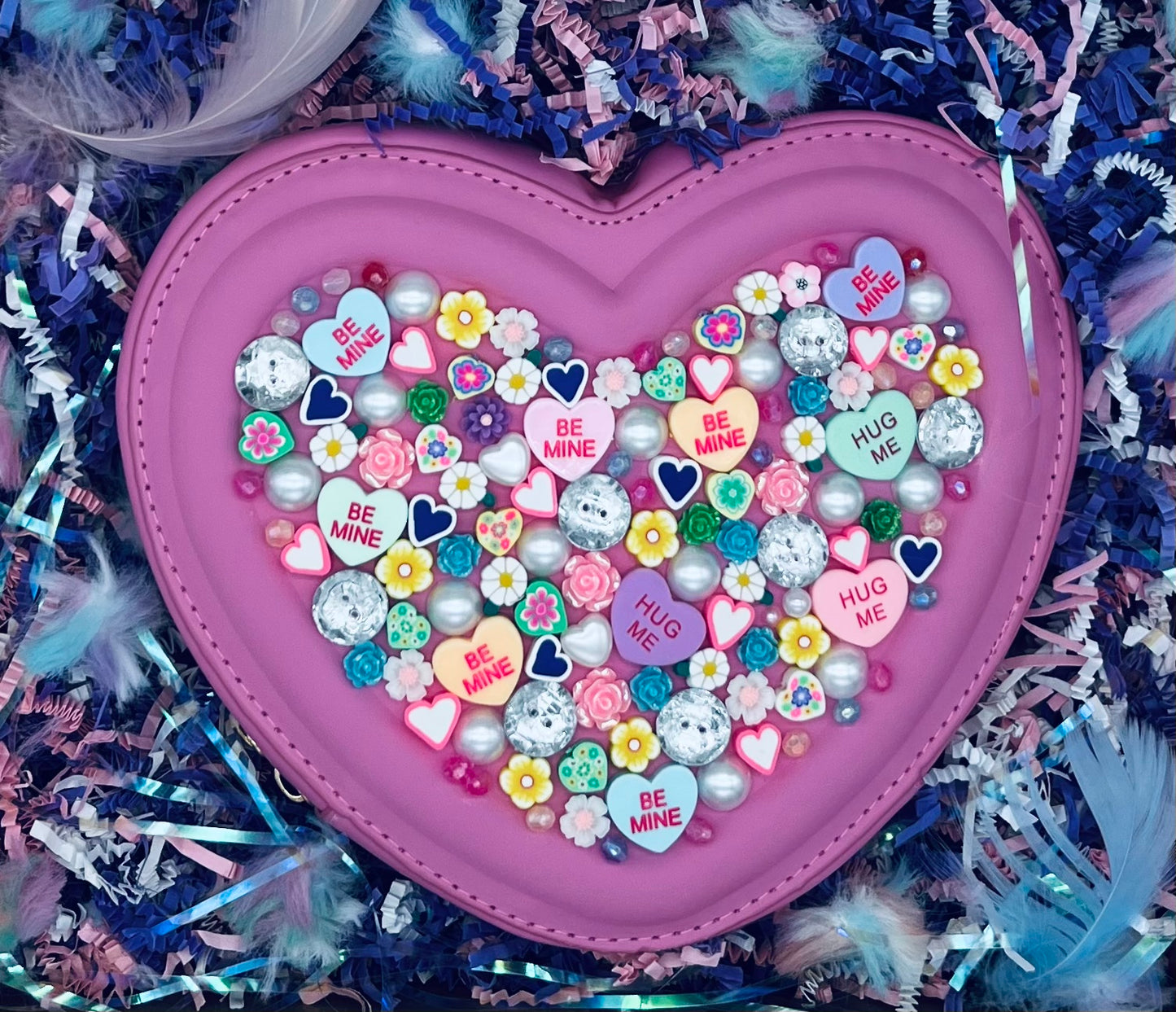 Sweetheart Novelty Purse topped with Extra Hearts and Jewels