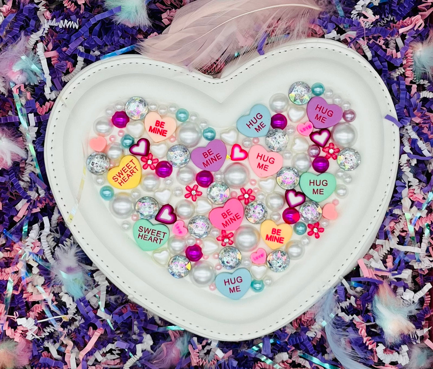 Sweetheart Novelty Purse topped with Extra Hearts and Jewels