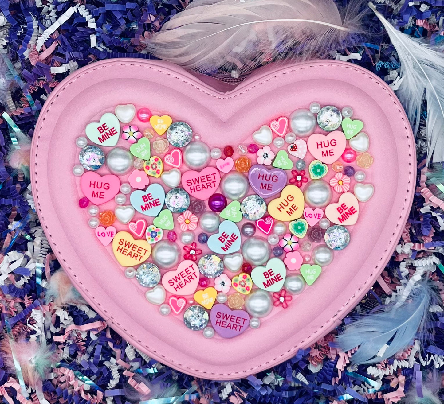 Sweetheart Novelty Purse topped with Extra Hearts and Jewels