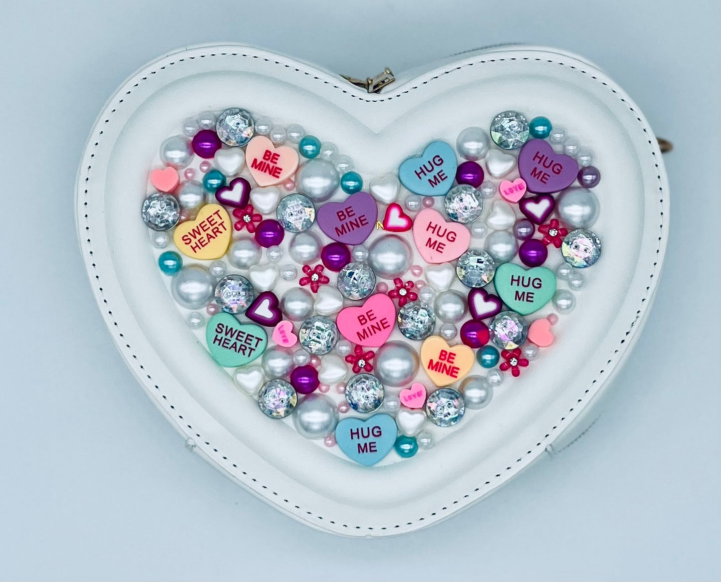 Sweetheart Novelty Purse topped with Extra Hearts and Jewels