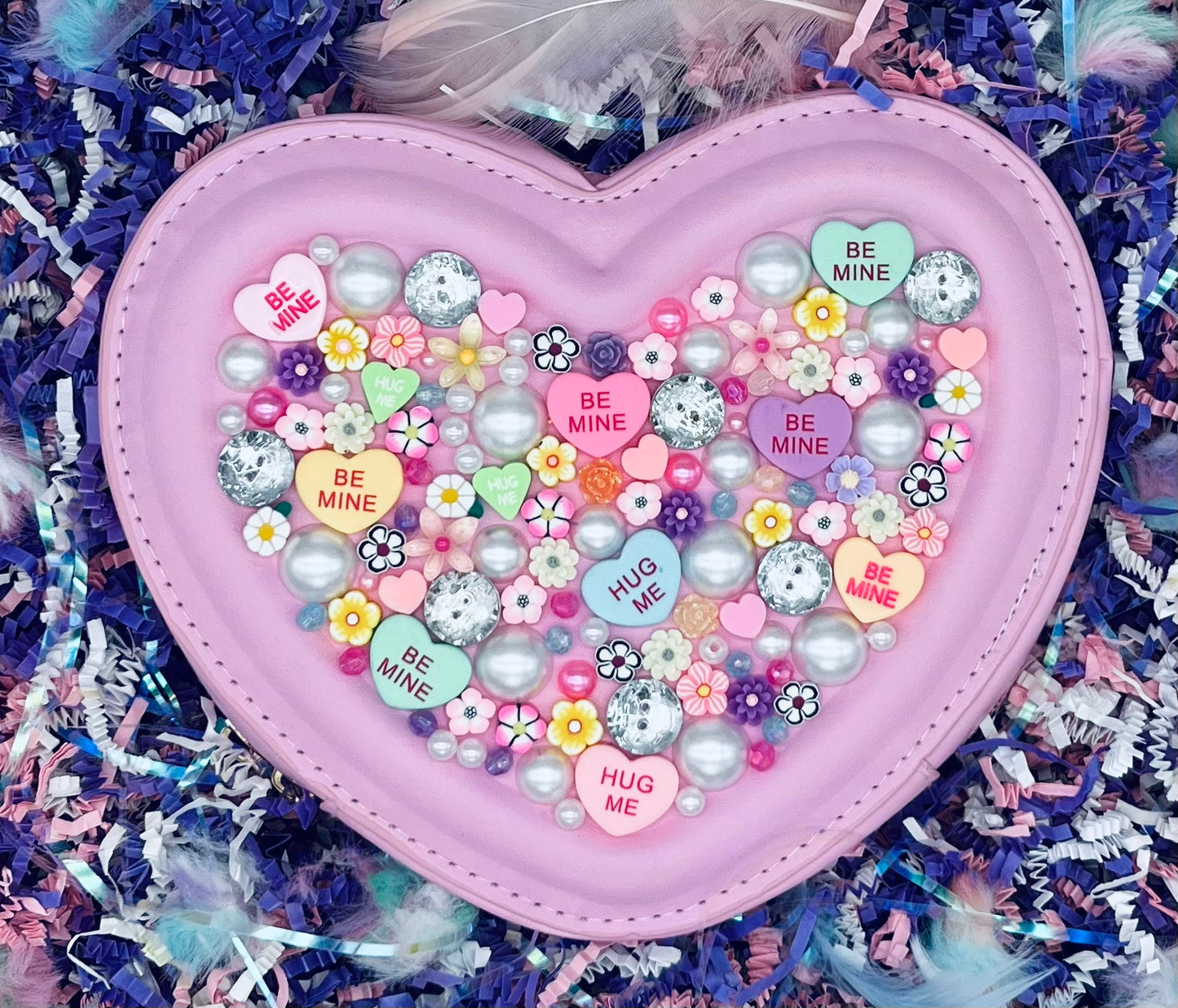 Sweetheart Novelty Purse topped with Extra Flowers and Jewels