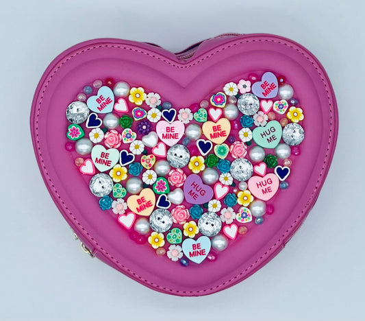 Sweetheart Novelty Purse topped with Extra Hearts and Jewels