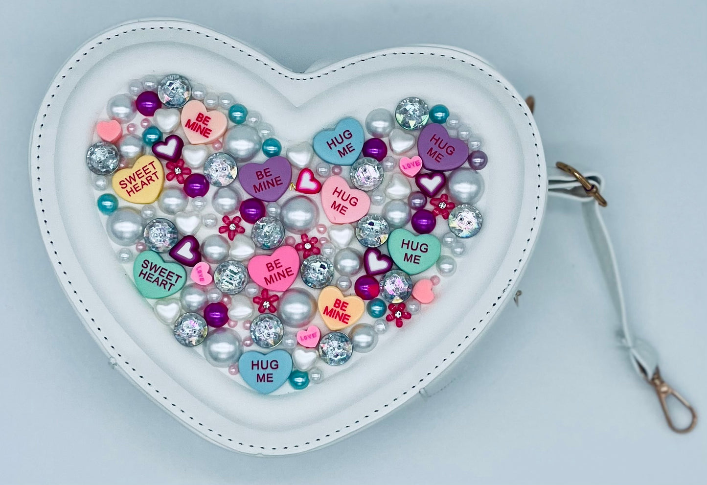 Sweetheart Novelty Purse topped with Extra Hearts and Jewels