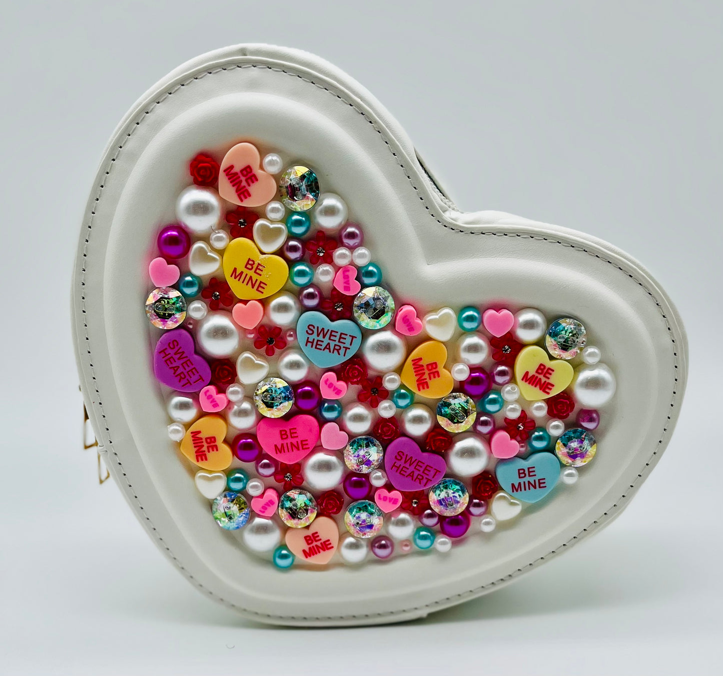 Sweetheart Novelty Purse topped with Pearls and Jewels